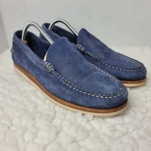 Blue suede bean shoes
